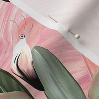 Elegant Pink Flamingos and Birds of Paradise