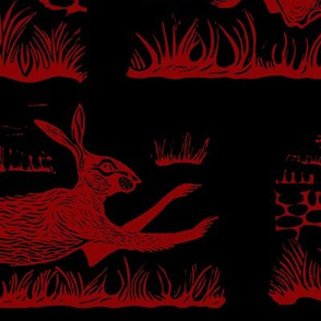 Happy Hares - Red on black