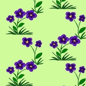 Purple Fantasy Flowers on Pale Green