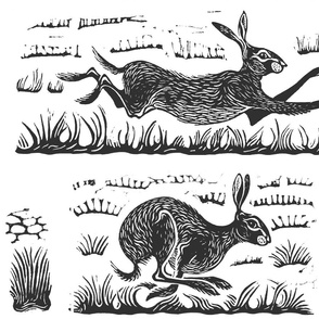 Happy Hare —large black and white 