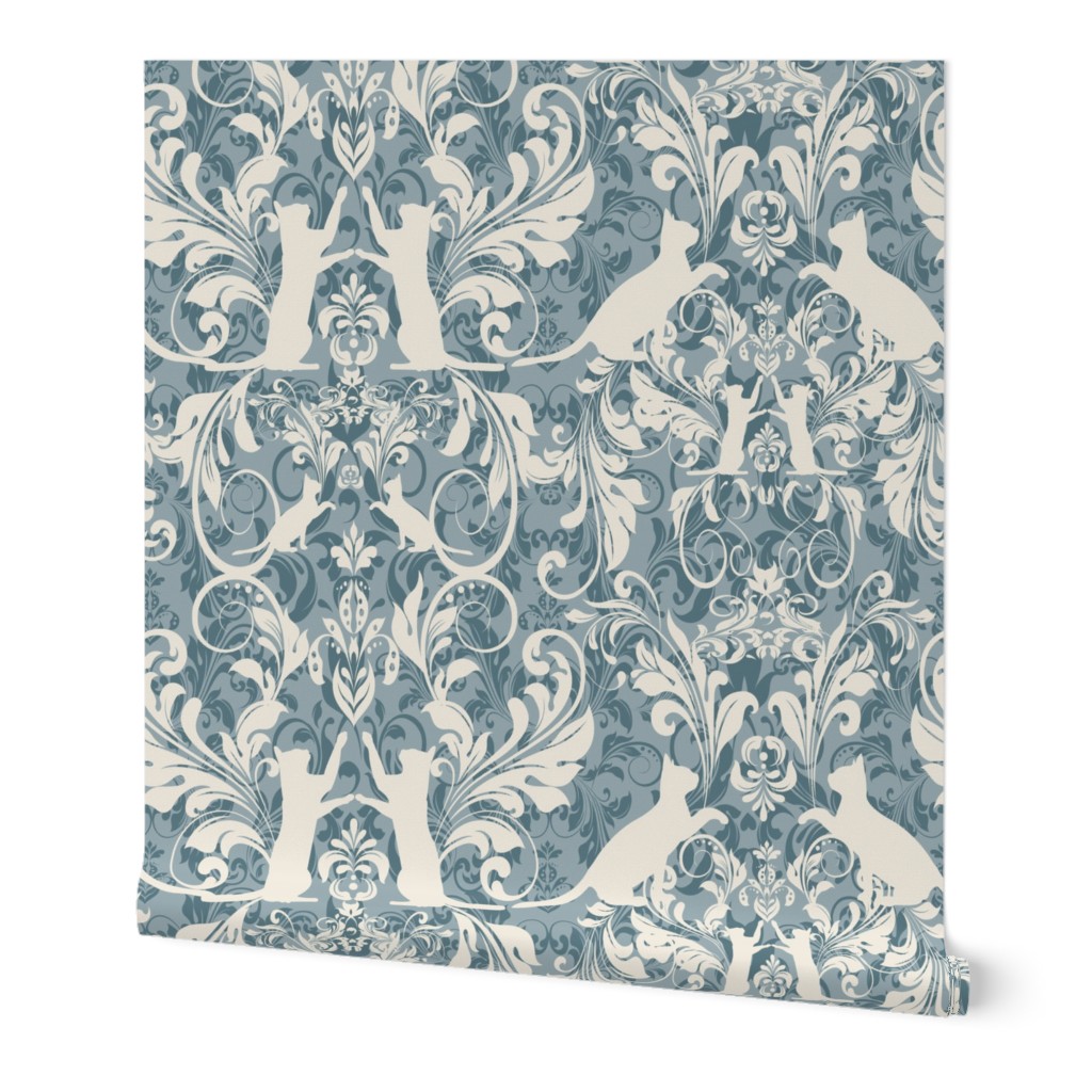 cat damask aqua