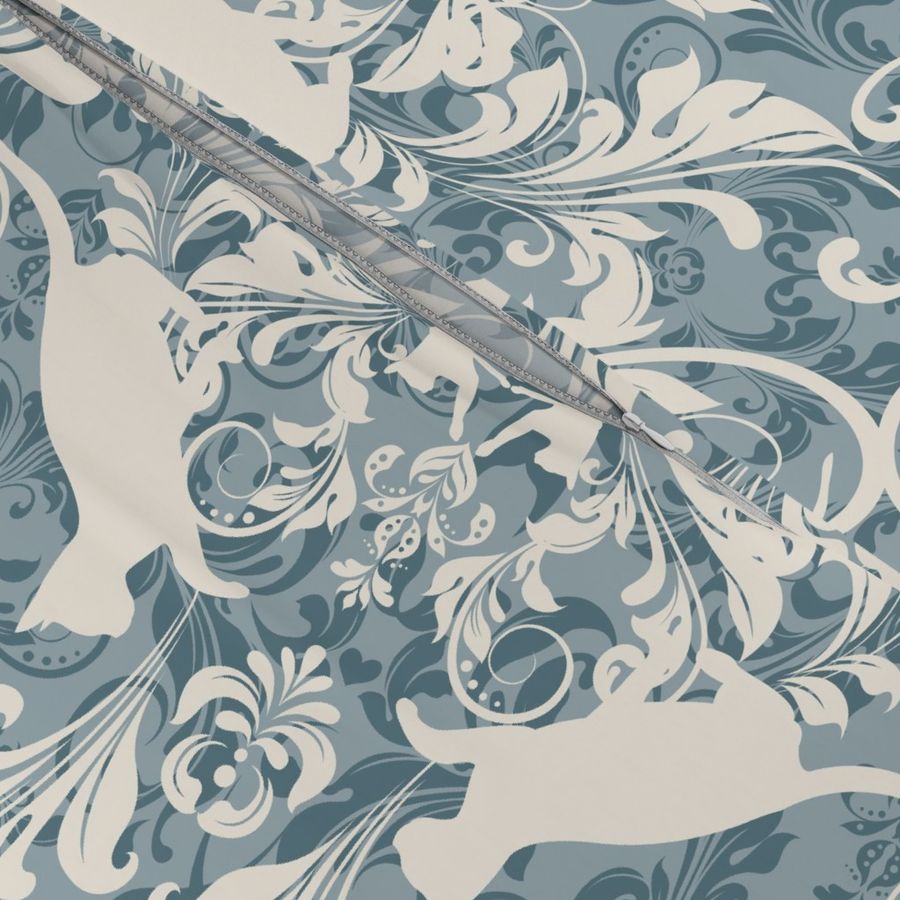 cat damask aqua