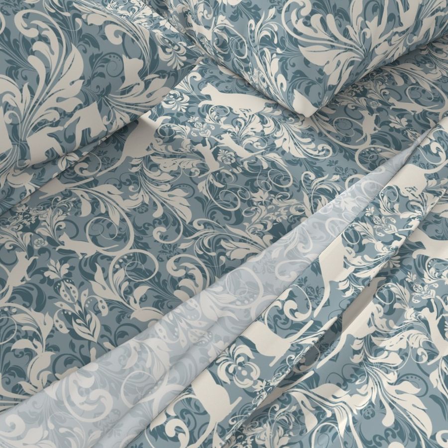 cat damask aqua