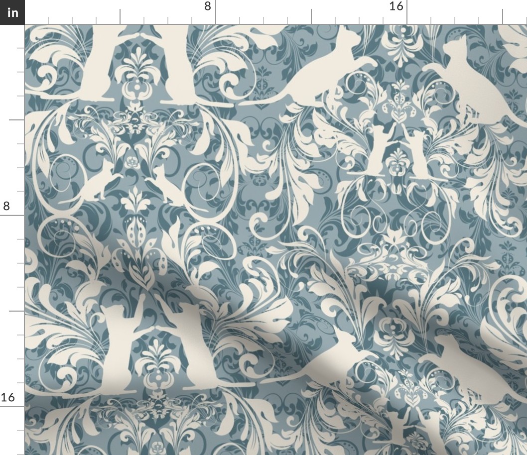 cat damask aqua