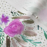 Flourish violet watercolor pattern - flowers and roses - florals painterly