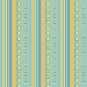 squares and stripes aqua, yellow, green, blue, turquoise