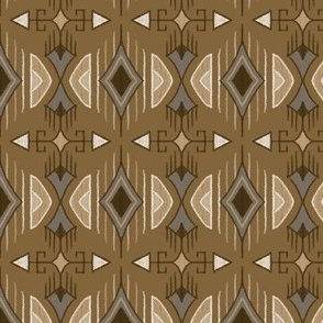 tribal arrows and diamonds, brown, tan, cream and gray