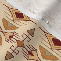 tribal arrows and diamonds, burgundy, rust, apricot, tan