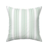 farmhouse ticking stripes, sage green on white, smaller 3 inch repeat