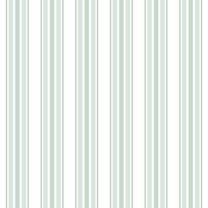 farmhouse ticking stripes, sage green on white, smaller 3 inch repeat