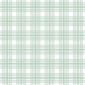farmhouse plaid, sage green on white, smaller 3 inch repeat