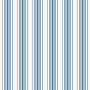 Farmhouse ticking stripes, blue on cream, smaller 3 inch repeat, lighter cream