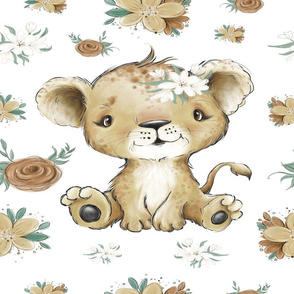 lion blanket floral 18x18 