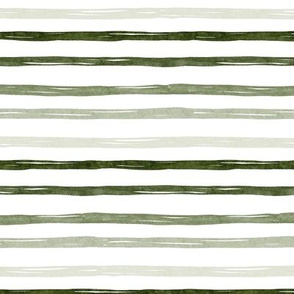 Green Watercolor Stripes / Forest Equilibrium