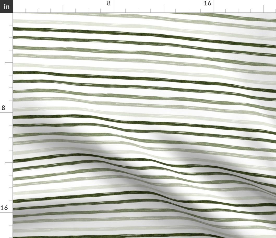 Green Watercolor Stripes / Forest Equilibrium