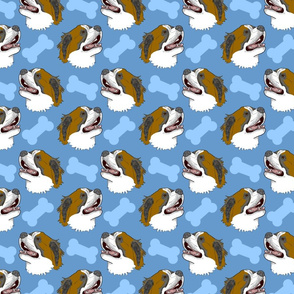 Smiling Saint Bernard Faces - Blue