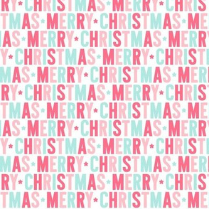 merry christmas 80% scale pink + teal UPPERcase