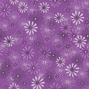 Daisies in Orchid - medium small scale