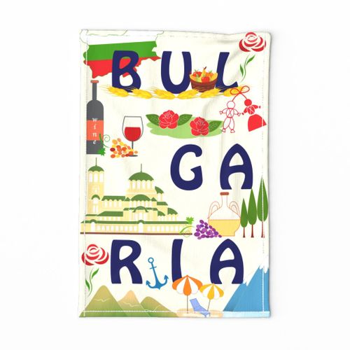 Explore Bulgaria Tea Towel, wall hanging