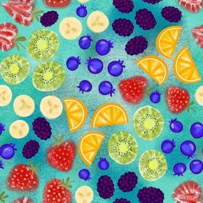 Fruit Salad in teal by Queen Bean Productions