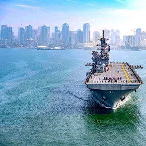 101-13 Amphibious assault ship USS America (LHA 6) departs its homeport of Naval Base San Diego