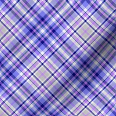 Double Ribbon Plaid in Lavender and Blue 45 Degree Angle