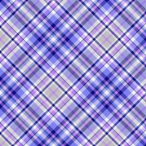 Double Ribbon Plaid in Lavender and Blue 45 Degree Angle