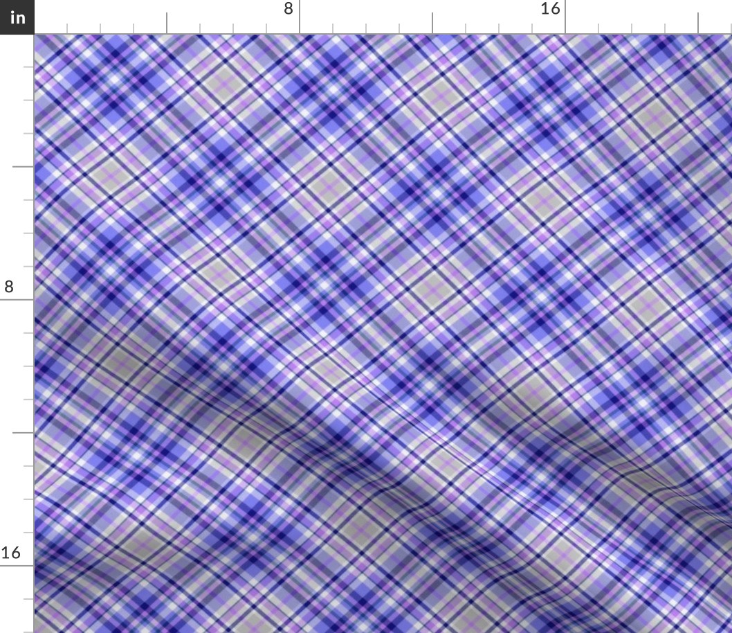 Double Ribbon Plaid in Lavender and Blue 45 Degree Angle