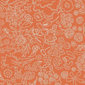 70s Burnt Orange Garden Florals