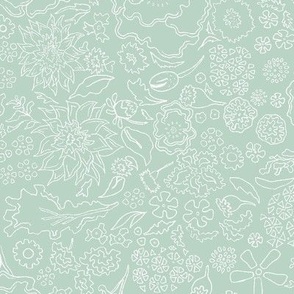 Garden Florals in Seafoam