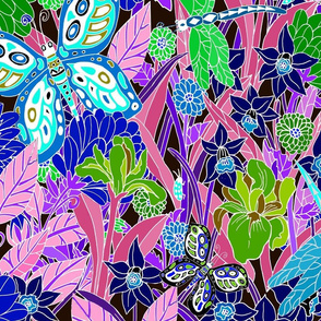 Jumbo Whimsical_garden-pink_blue