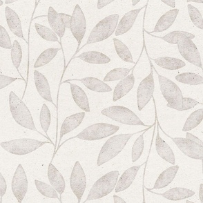Beige delicate pattern with watercolor leaves and branches.