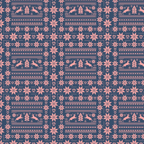 Rose gold Blue Scandinavian Christmas Pattern