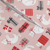 Christmas Cats & Presents in Pink