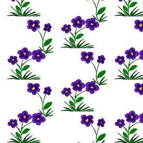 Purple Fantasy Flowers on Snowy White - Medium Scale