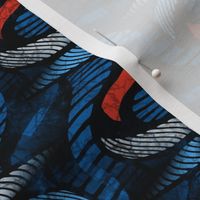 ★ SPRINGING UP ★ Blue + Tomato Red - Medium Scale / Collection African Batik - Wax Inspired Prints