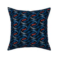 ★ SPRINGING UP ★ Blue + Tomato Red - Medium Scale / Collection African Batik - Wax Inspired Prints