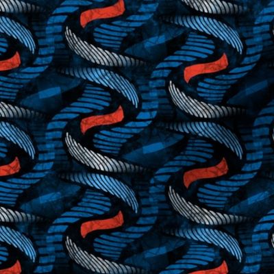 ★ SPRINGING UP ★ Blue + Tomato Red - Medium Scale / Collection African Batik - Wax Inspired Prints