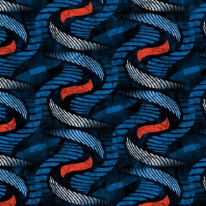 ★ SPRINGING UP ★ Blue + Tomato Red - Medium Scale / Collection African Batik - Wax Inspired Prints