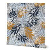 Cozy tropical leaves - gray