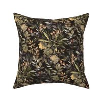 Evening Leaves in Shades of Moody Olive and Brown - medium