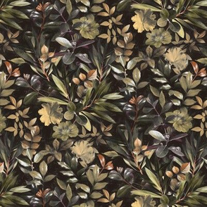 Evening Leaves in Shades of Moody Olive and Brown - small