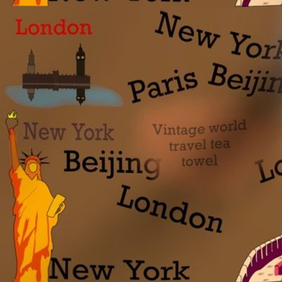 Vintage travel tea towel