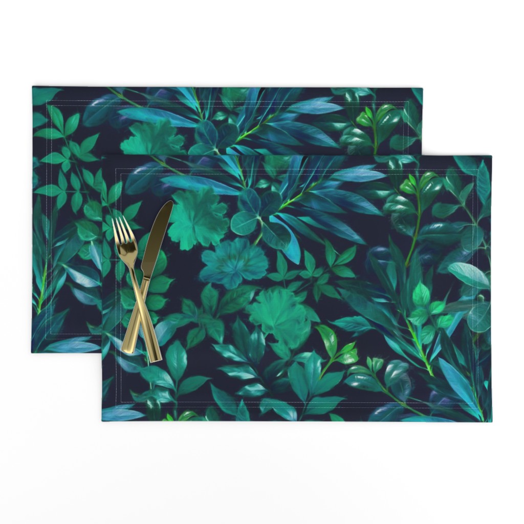 Nighttime Garden in Emerald and Teal - large