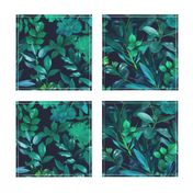 Nighttime Garden in Emerald and Teal - large