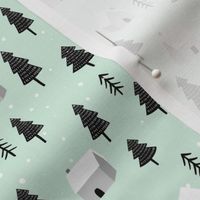 Scandinavian Woodland in Mint - small  scale