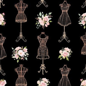 12" Dress Form | Floral Bouquet | Black Back