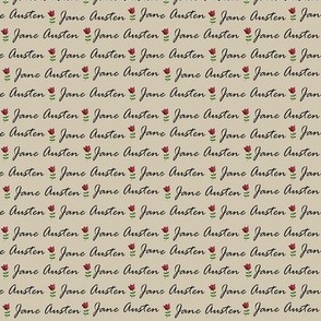Jane Austen Name on Beige with Pink Flowers (small)