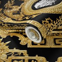2 dragons gold chains white marble medusa baroque rococo black gold flowers floral filigree fire flames frames Asian Japanese china Chinese oriental chinoiserie gorgons Greek Greece mythology far east meets west fusion ornate   inspired  
