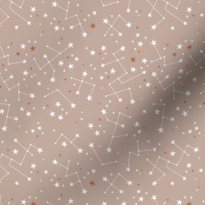 Hand drawn astrophysics stars and constellation universe nursery boho design neutral beige sand white